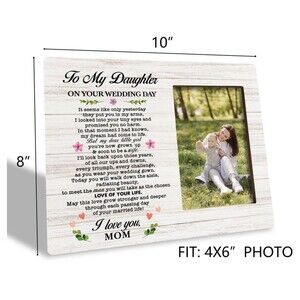 For Daughter Photo Frame Gifts, Wooden Picture Frame Gift, Mom to Bride Daughter